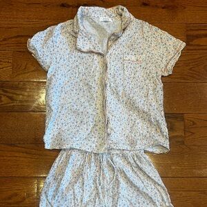 Floral Pajama Set - Blue and White